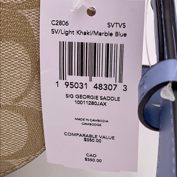 Coach Georgie Saddle Bag In Signature Canvas Light Khaki /Marble Blue - Picture 11 of 12